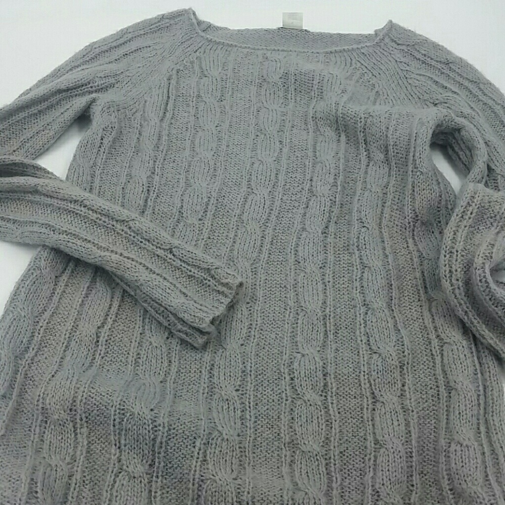 J CREW l Cable Knit Gray Mohair Sweater B6